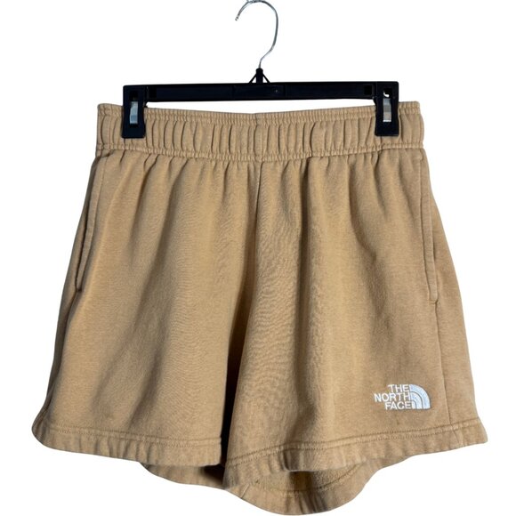 The North Face Fleece Sweat Shorts Women's Medium Tan Outdoor Comfy Loungewear - Picture 1 of 11